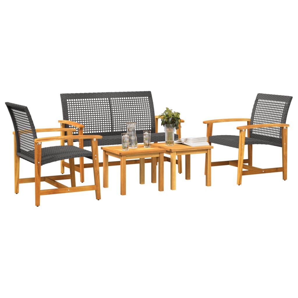 vidaXL Sofaelement 5-tlg. Garten-Lounge-Set Schwarz Poly günstig online kaufen