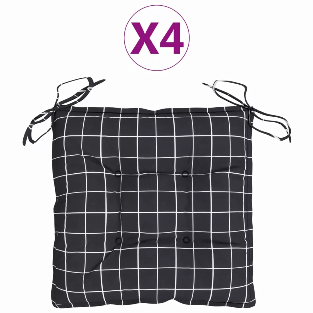 Vidaxl Sitzkissen 4 Stk. Schwarz Karomuster 40x40x7 Cm Stoff günstig online kaufen