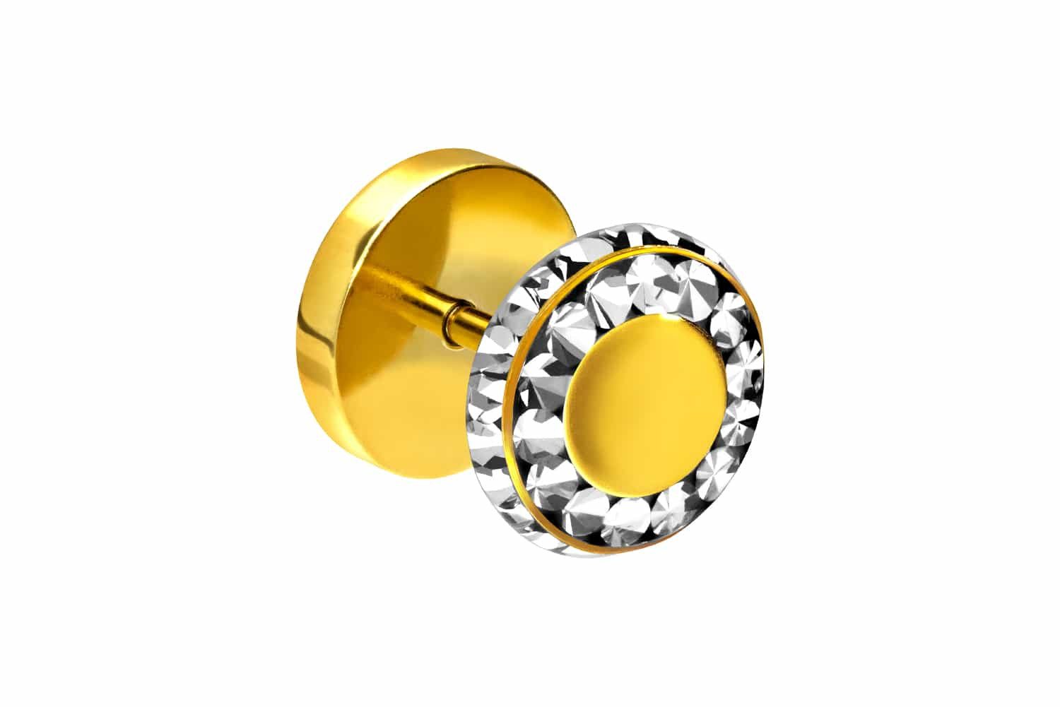PIERCINGLINE Fake-Ear-Plug Chirurgenstahl Fake Plug KRISTALLE günstig online kaufen