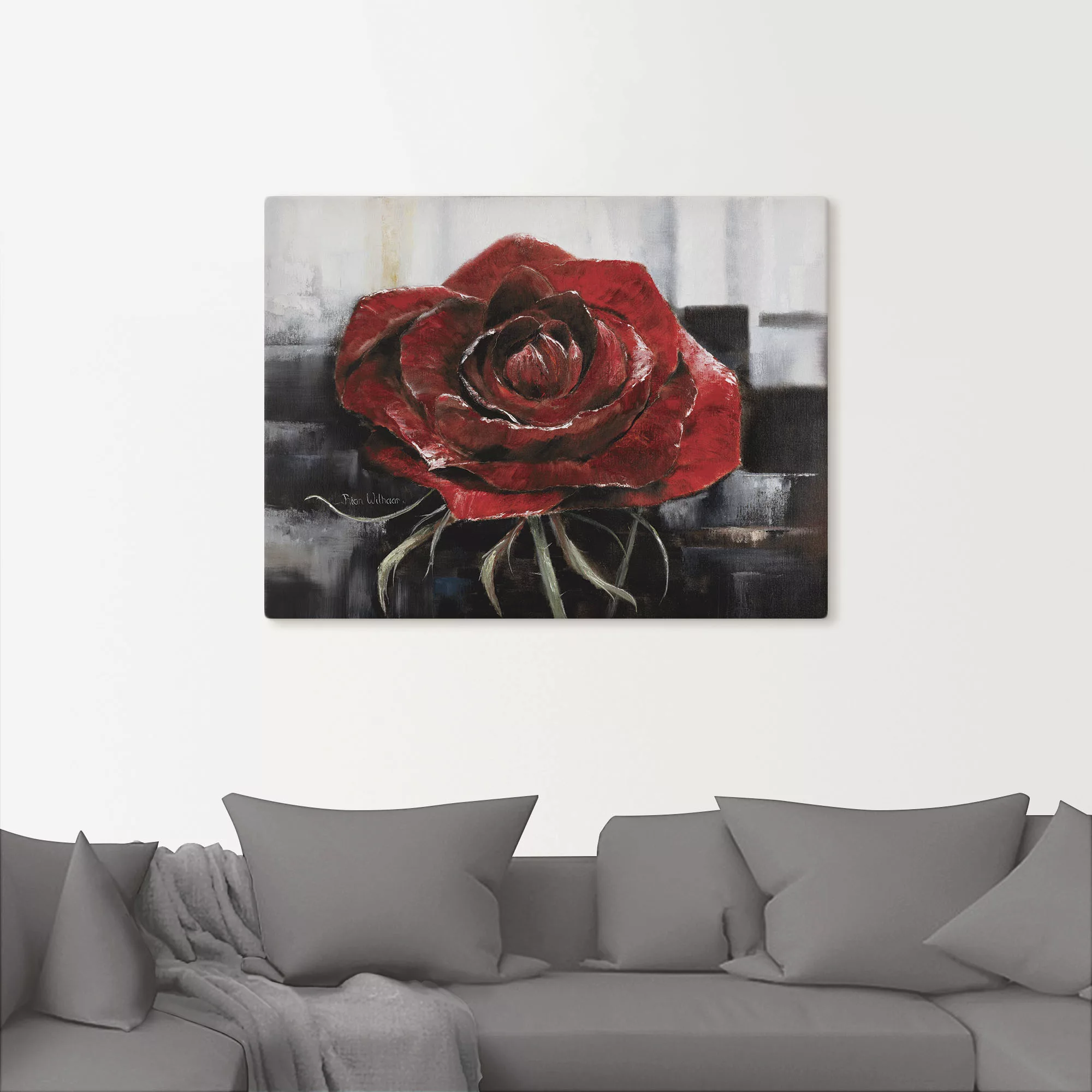 Artland Wandbild »Blühende rote Rose«, Blumen, (1 St.), als Leinwandbild, P günstig online kaufen