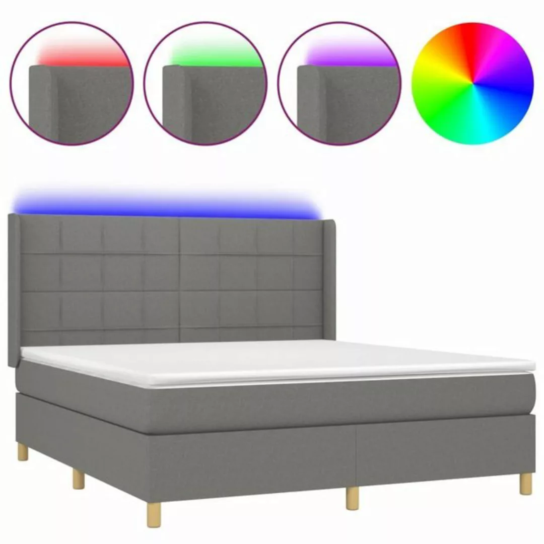 vidaXL Bettgestell Boxspringbett mit Matratze LED Schwarz 180x200 cm Stoff günstig online kaufen