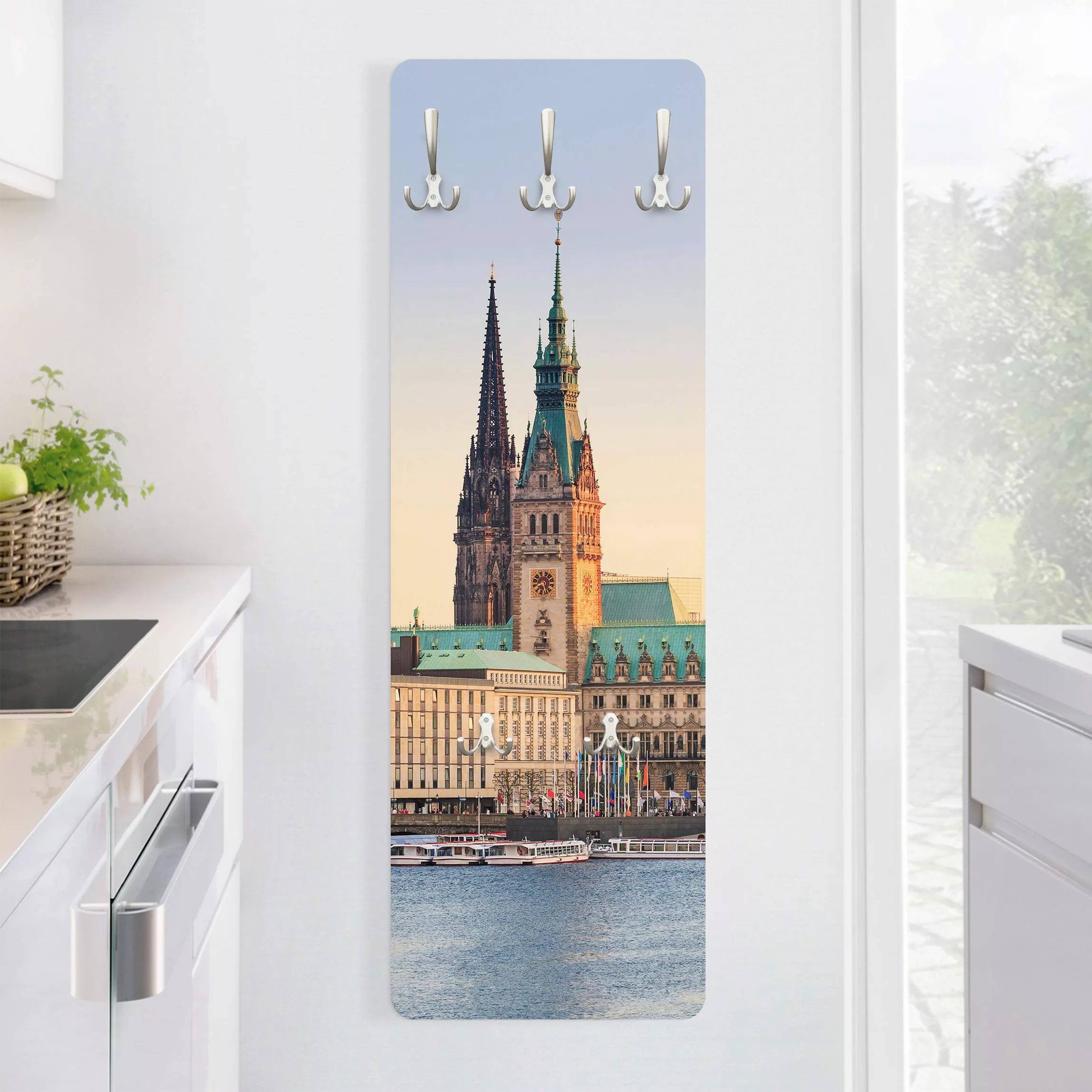 Wandgarderobe Holzpaneel Architektur & Skyline Hamburger Alster günstig online kaufen