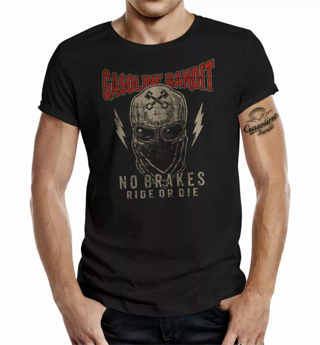 GASOLINE BANDIT® T-Shirt für Biker und Racer: No Brakes, Ride or Die günstig online kaufen