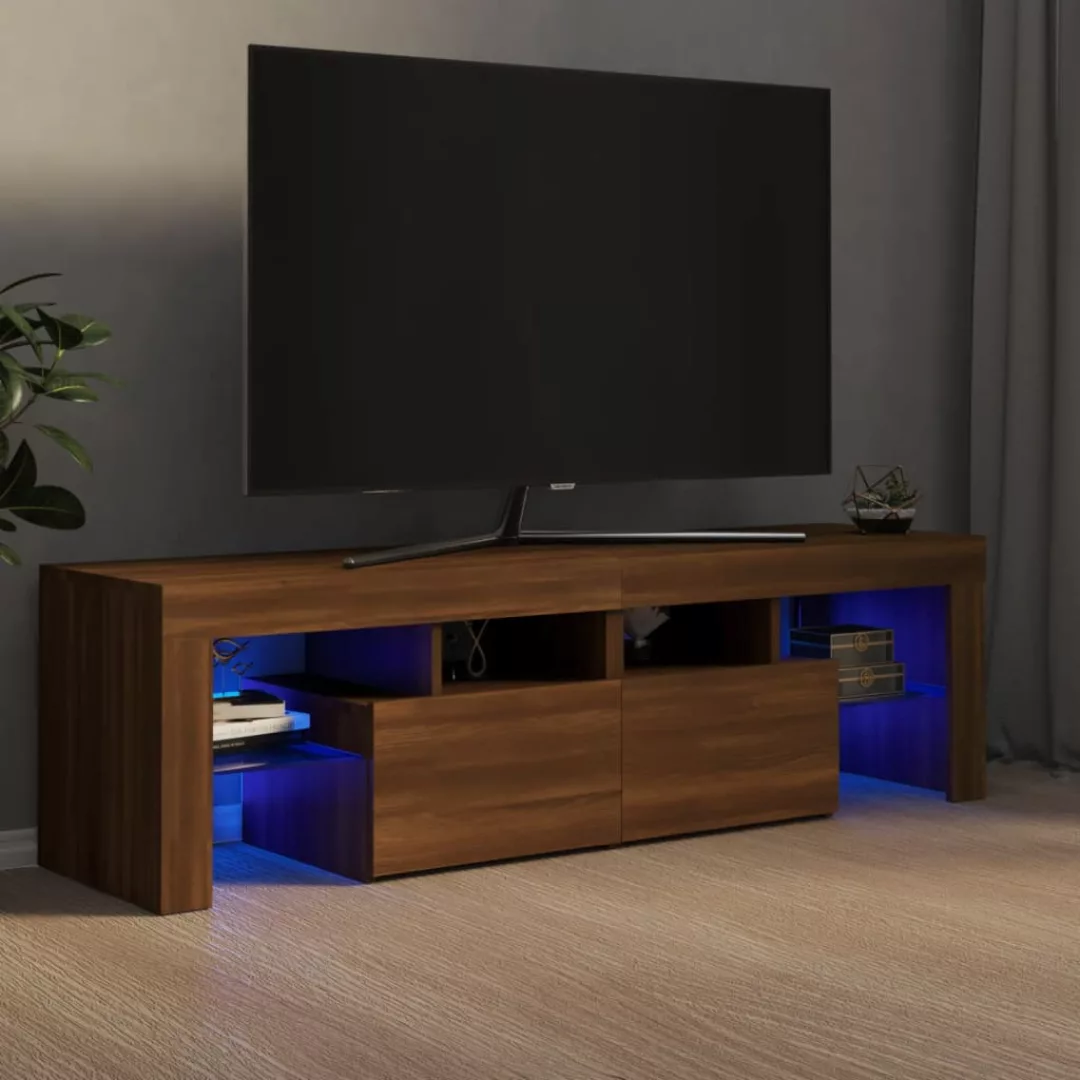 vidaXL TV-Schrank TV-Schrank mit LED-Leuchten Braun Eichen-Optik 140x36,5x4 günstig online kaufen