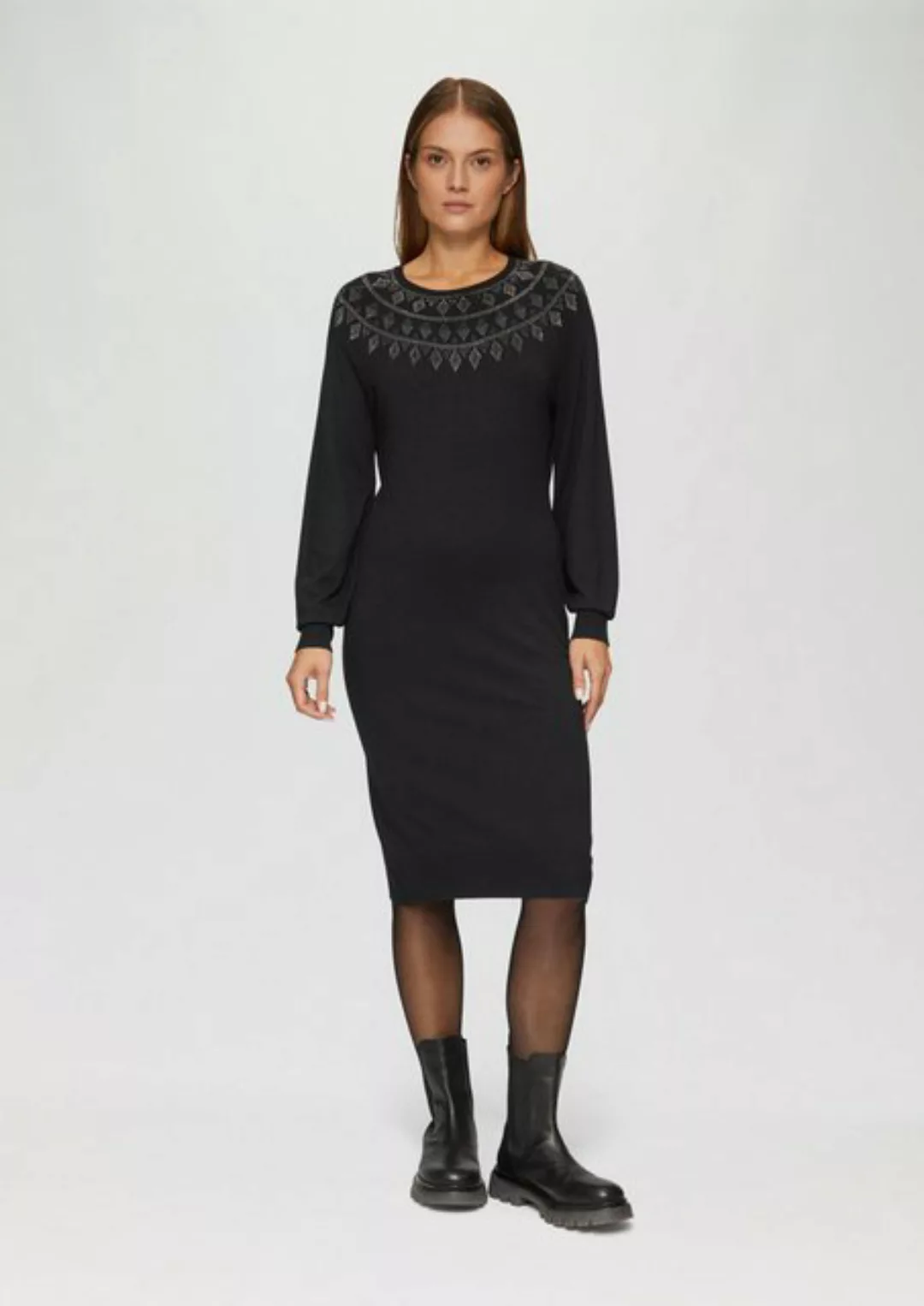 s.Oliver BLACK LABEL Minikleid Feinstrickkleid mit Strass-Details Schmuckst günstig online kaufen