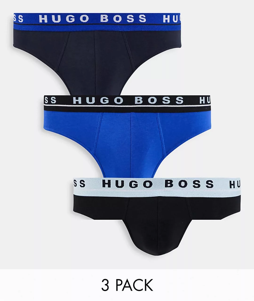 BOSS – 3er-Pack Unterhosen mit Logobund in Blau/Marineblau/Schwarz-Mehrfarb günstig online kaufen