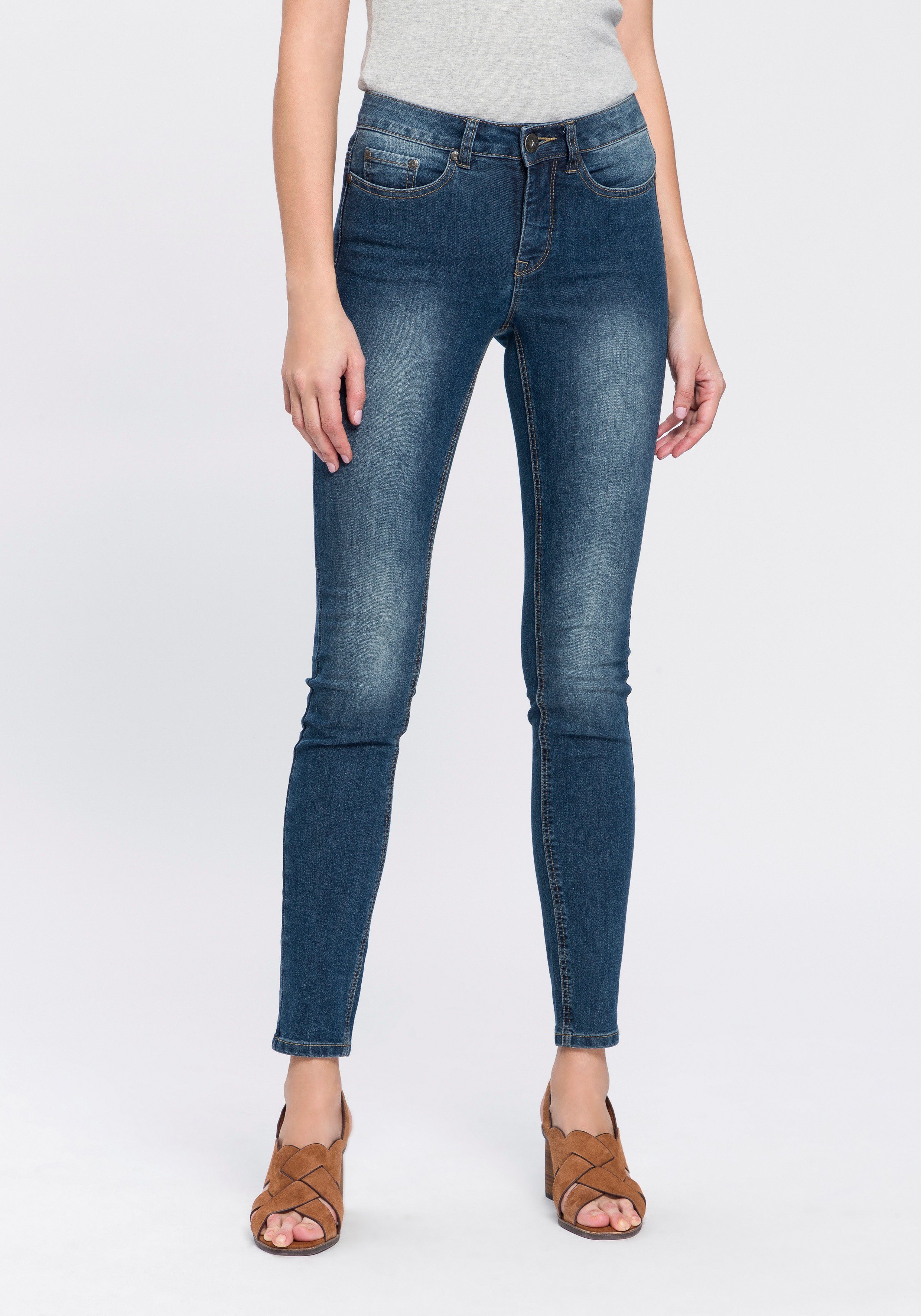 Arizona Slim-fit-Jeans "Shaping", enge Passform, Röhrenjeans, Used-Look-Was günstig online kaufen