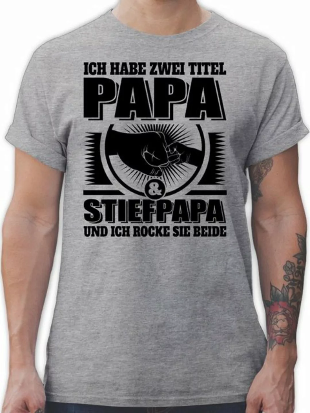 Shirtracer T-Shirt Ich habe zwei Titel - Papa und Stiefpapa und ich rocke s günstig online kaufen