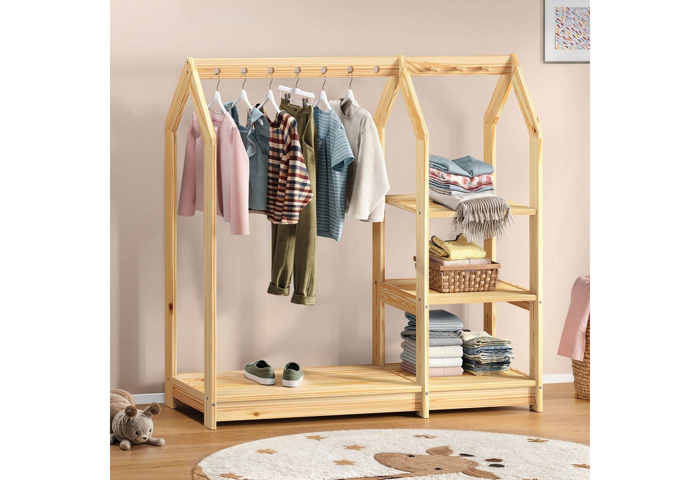 IDIMEX Kinderkleiderschrank SALLY Kindergarderobe im Haus Design, 4 Ablagen günstig online kaufen