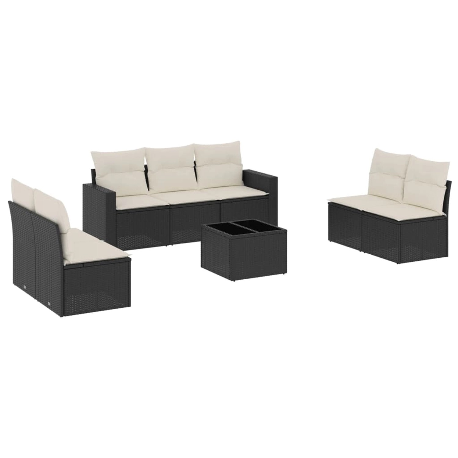 vidaXL 8-Tlg Garten-Sofagarnitur mit Kissen Schwarz Poly Rattan 3218826 günstig online kaufen