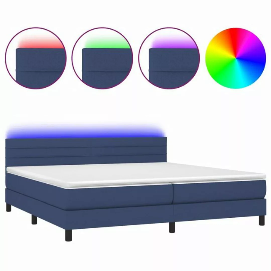 vidaXL Boxspringbett Boxspringbett mit Matratze LED Blau 200x200 cm Stoff B günstig online kaufen