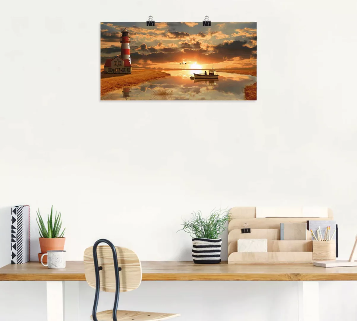 Artland Wandbild "Maritime Idylle beim Leuchtturm", Gebäude, (1 St.), als L günstig online kaufen