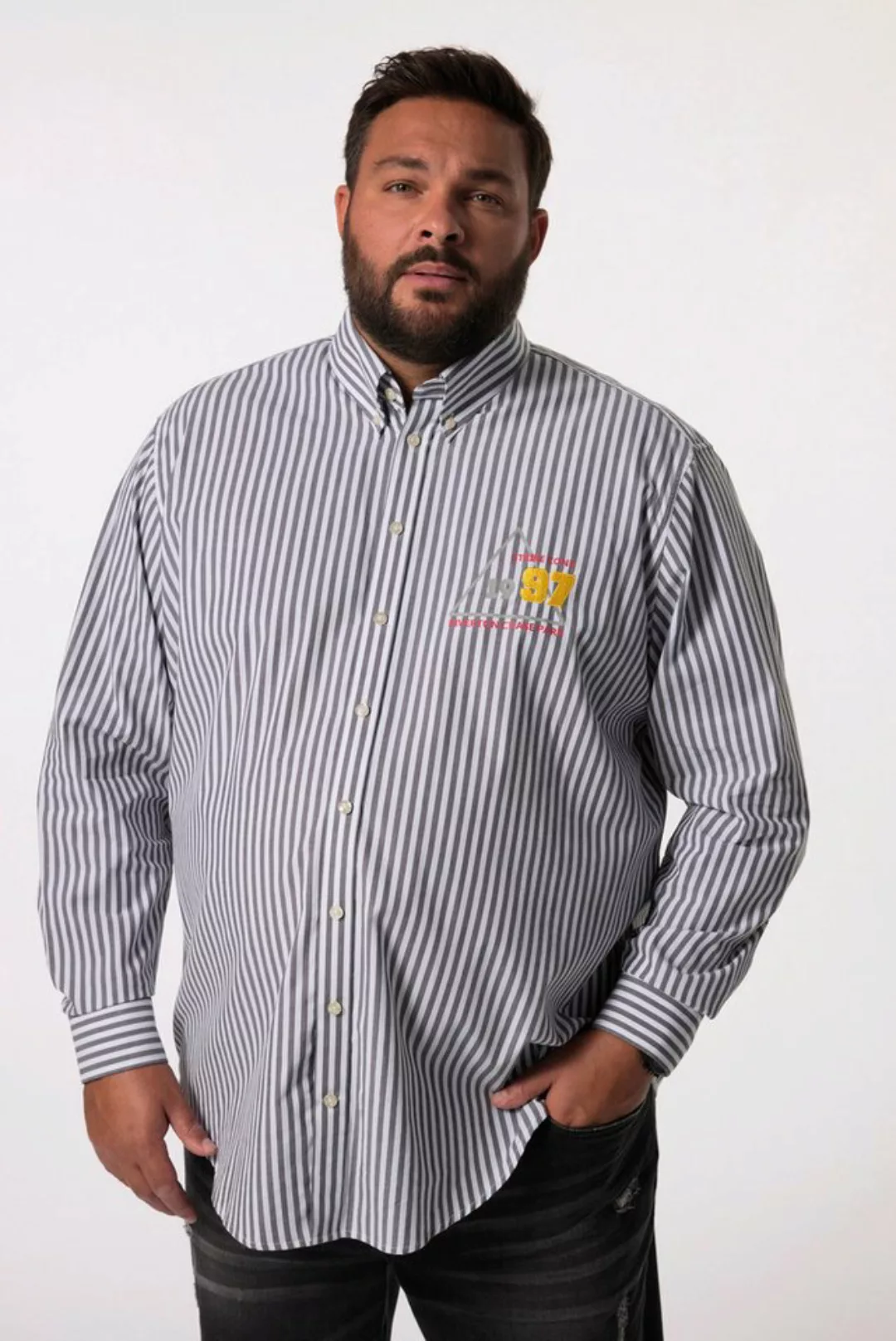 Men Plus Businesshemd Men+ Streifenhemd Langarm Buttondown-Kragen günstig online kaufen