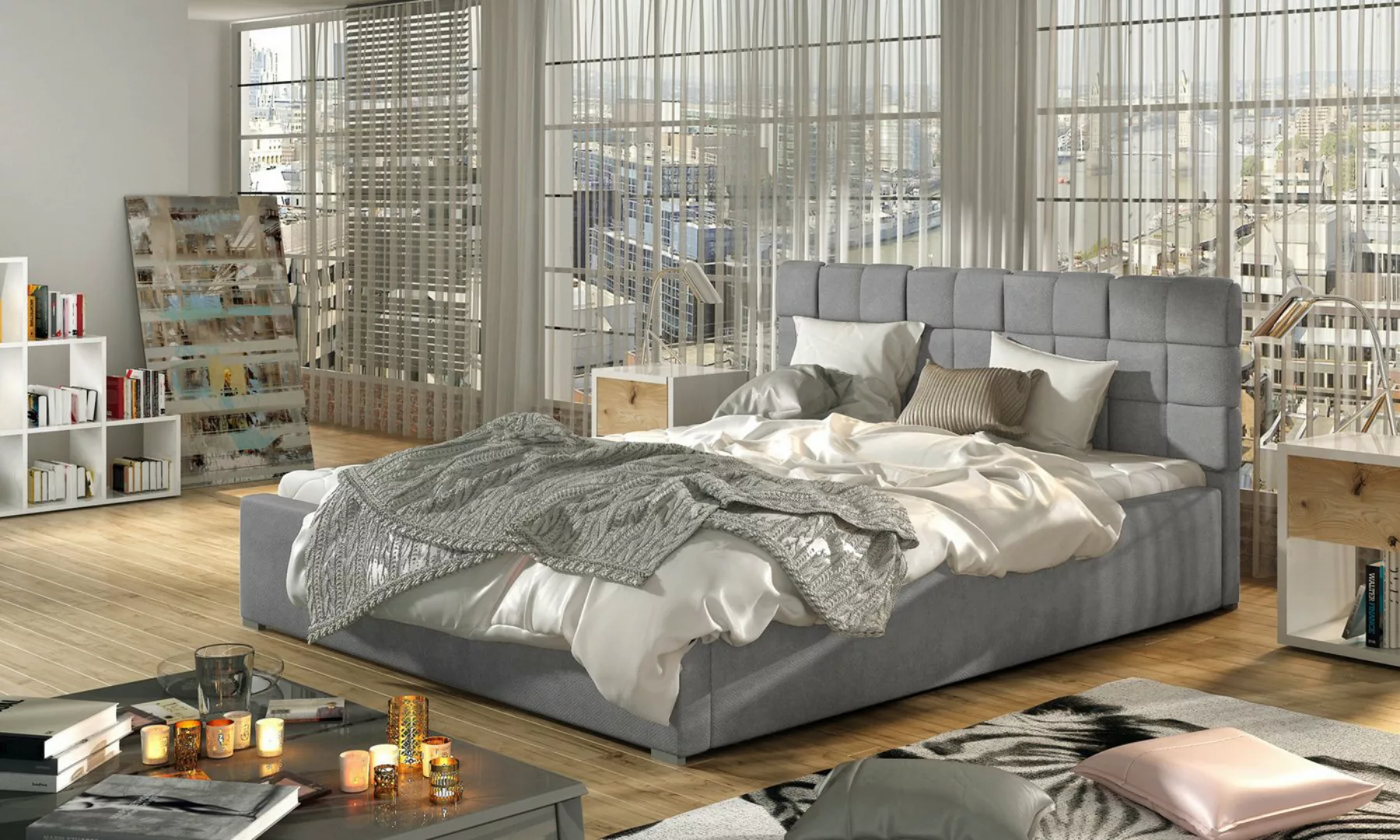 yourhouse24 Polsterbett Grand Bett Metallrahmen Doppelbett Bettgestell Latt günstig online kaufen