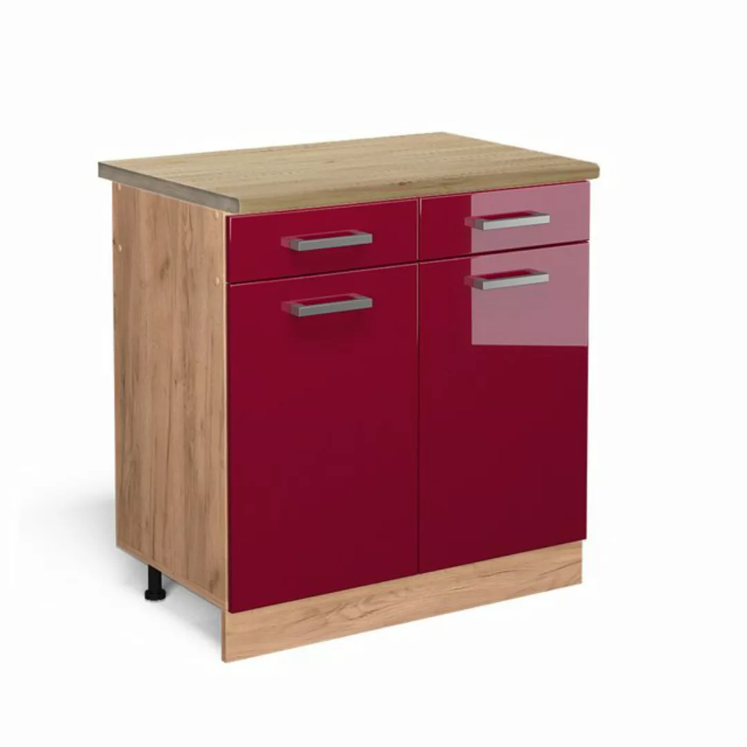 Vicco Unterschrank R-Line, Bordeaux Hochglanz/Goldkraft Eiche, 80 cm ohne A günstig online kaufen