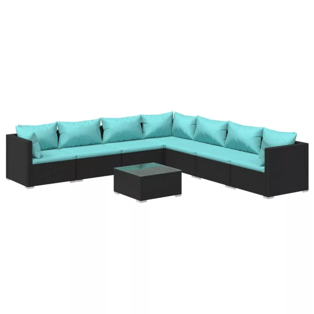 Vidaxl 8-tlg. Garten-lounge-set Mit Kissen Poly Rattan Schwarz günstig online kaufen