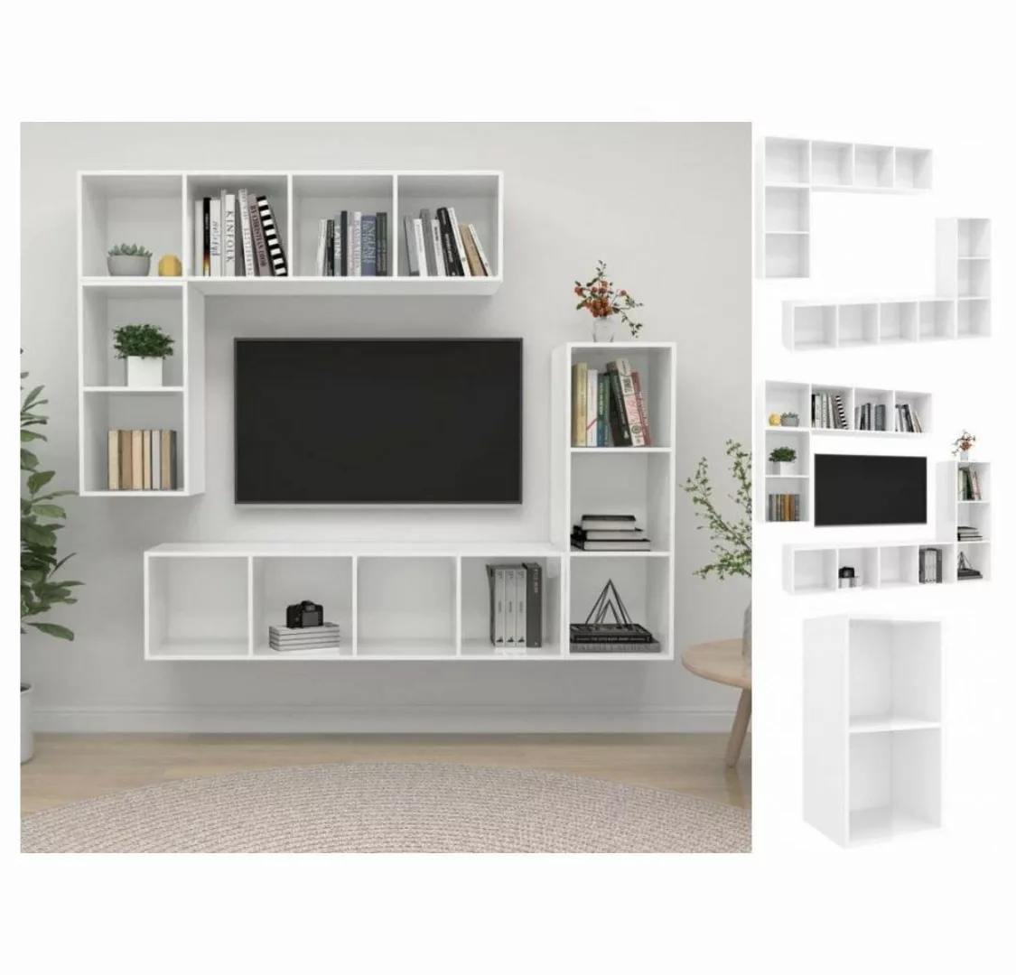 vidaXL TV-Schrank 4-tlg TV-Schrank-Set Hochglanz-Weiß Spanplatte günstig online kaufen