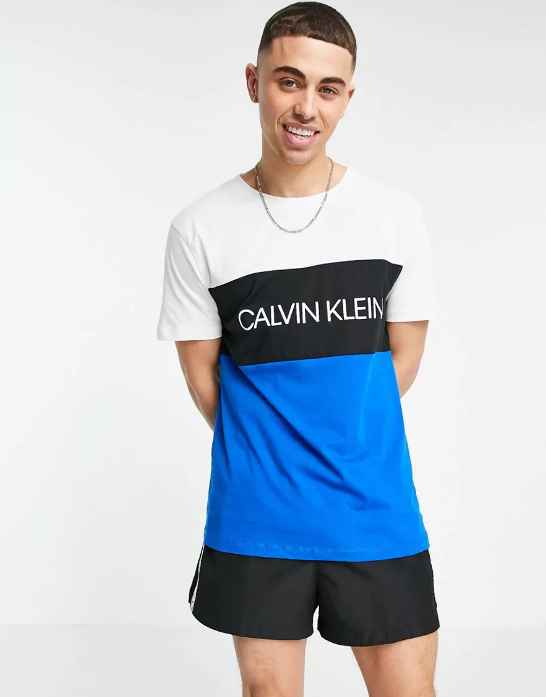 Calvin Klein Underwear Relaxed Crew Colourblock T-shirt XL Bobby Blue günstig online kaufen