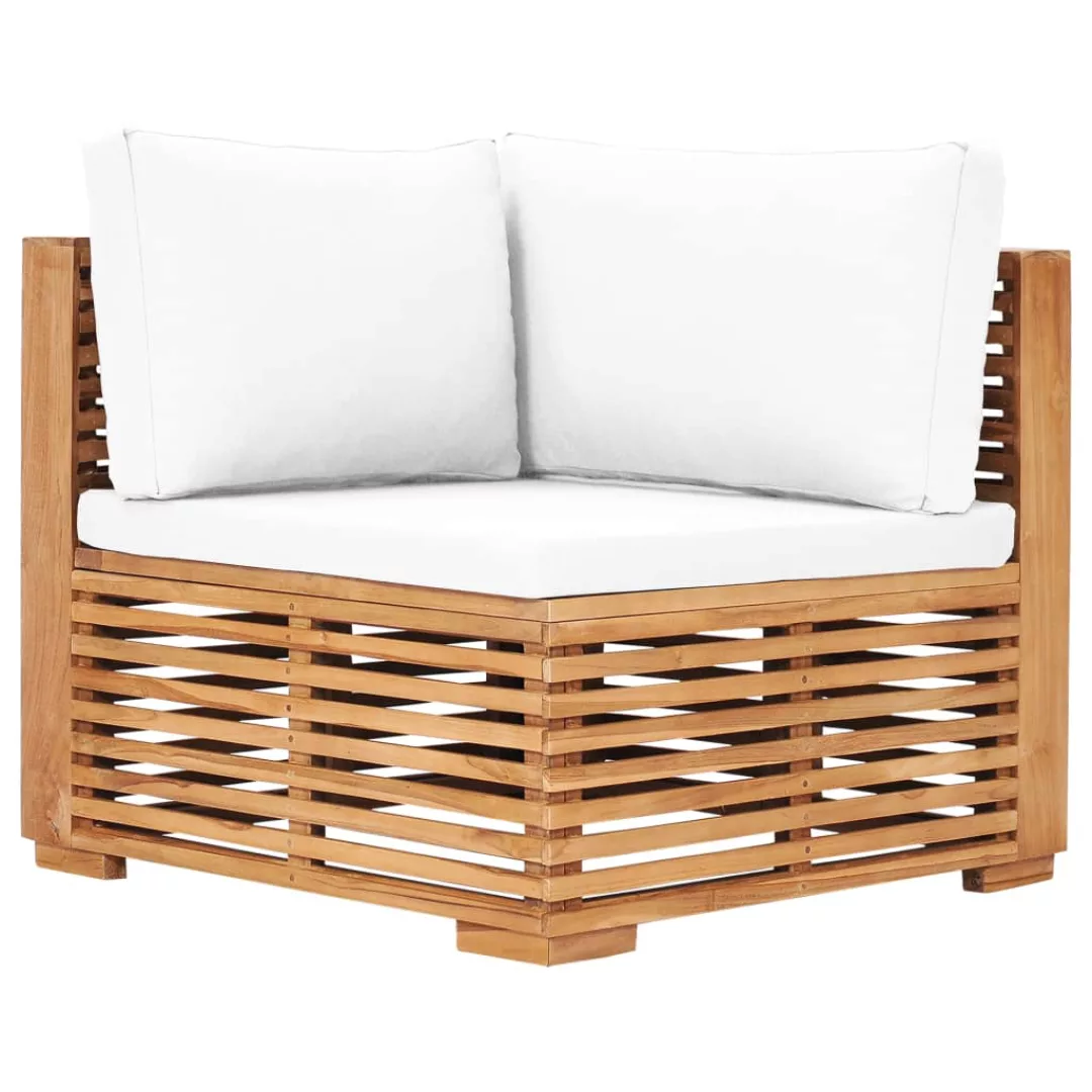 Garten-ecksofa Mit Cremeweißer Auflage Massivholz Teak günstig online kaufen