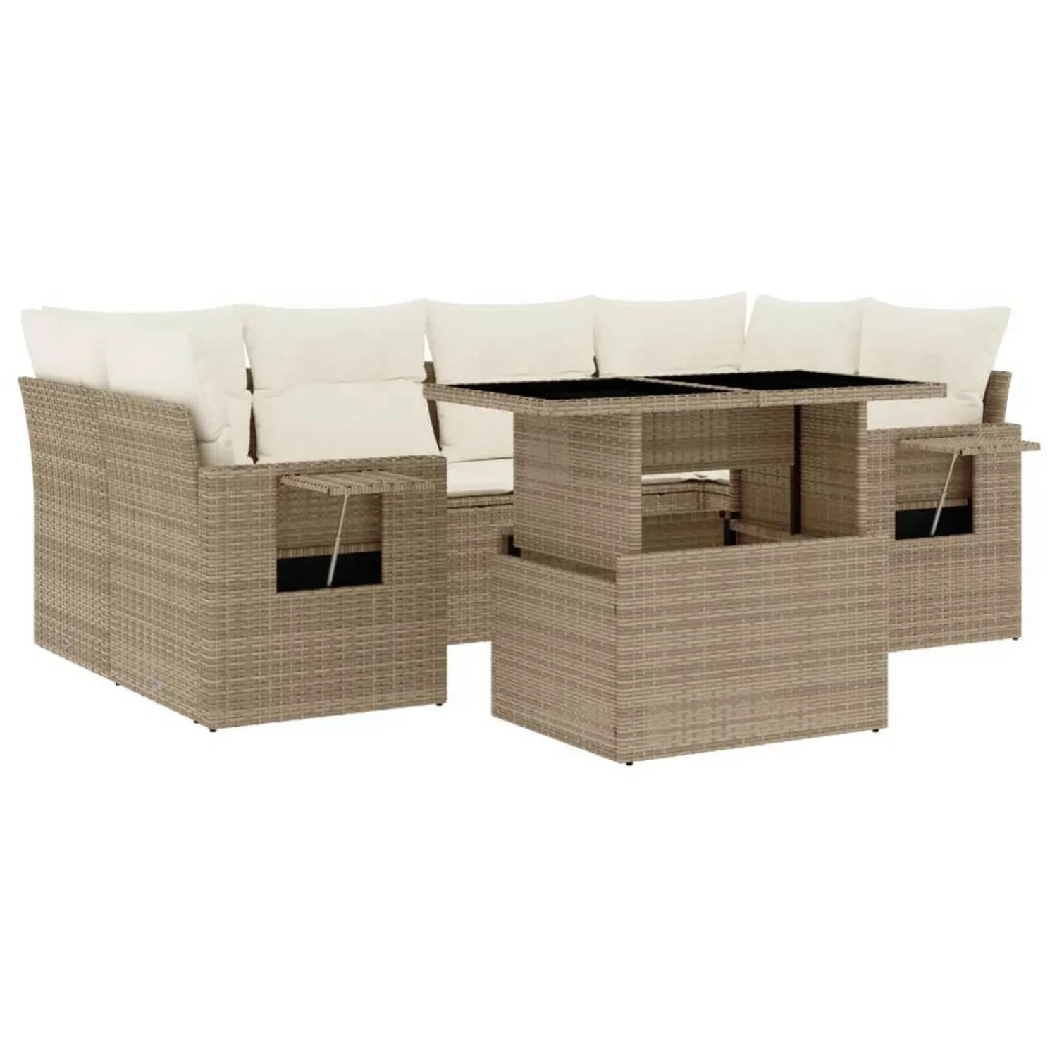 vidaXL 7-tlg Garten-Sofagarnitur mit Kissen Beige Poly Rattan Modell 337 günstig online kaufen