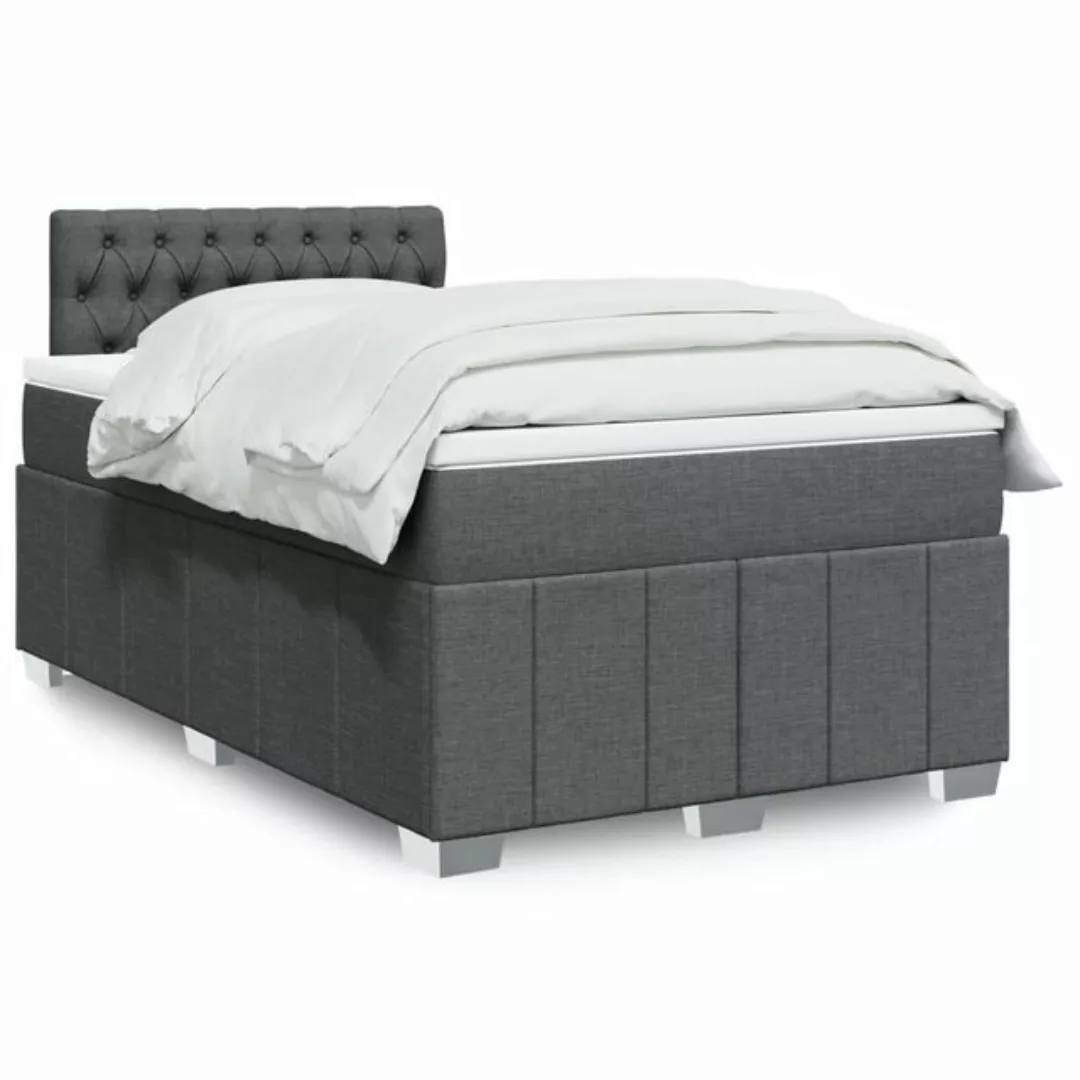 vidaXL Boxspringbett, Boxspringbett mit Matratze Dunkelgrau 120x190 cm Stof günstig online kaufen