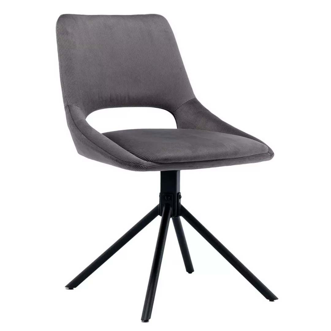Samt Esstisch Stühle in Grau Gestell aus Metall (2er Set) günstig online kaufen