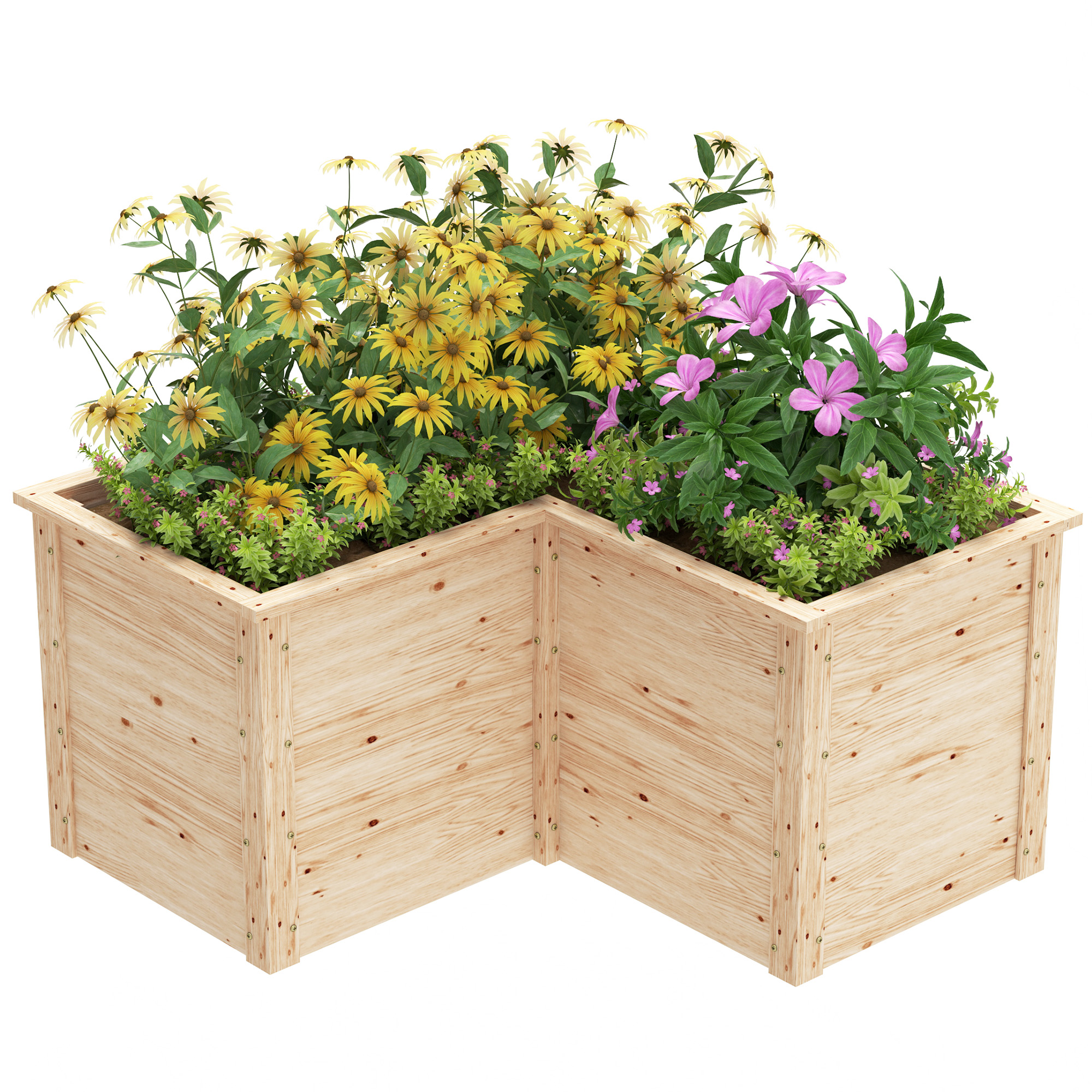 Outsunny Hochbeet in L-Form, erhöhtes Gartenbeet, offenes Blumenbeet für Te günstig online kaufen