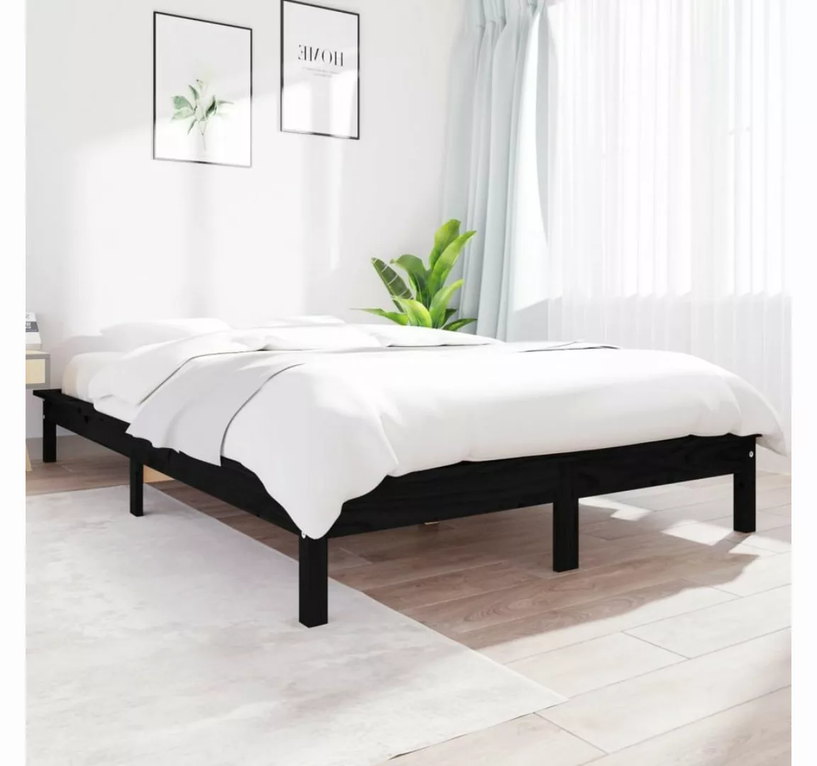furnicato Bett Massivholzbett Schwarz 160x200 cm Kiefer günstig online kaufen