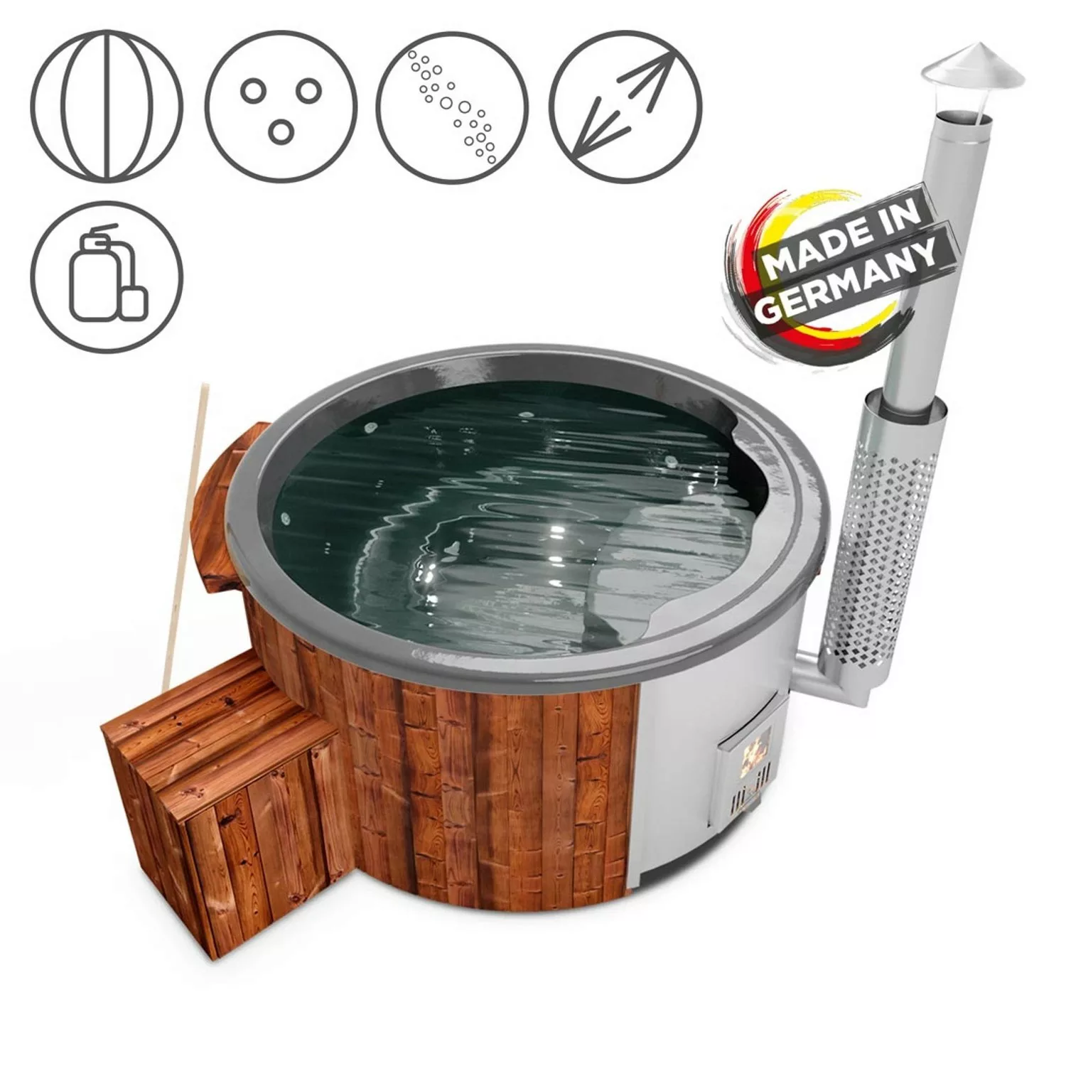Holzklusiv Hot Tub Saphir 180 Thermoholz Spa Deluxe Clean Wanne Anthrazit günstig online kaufen