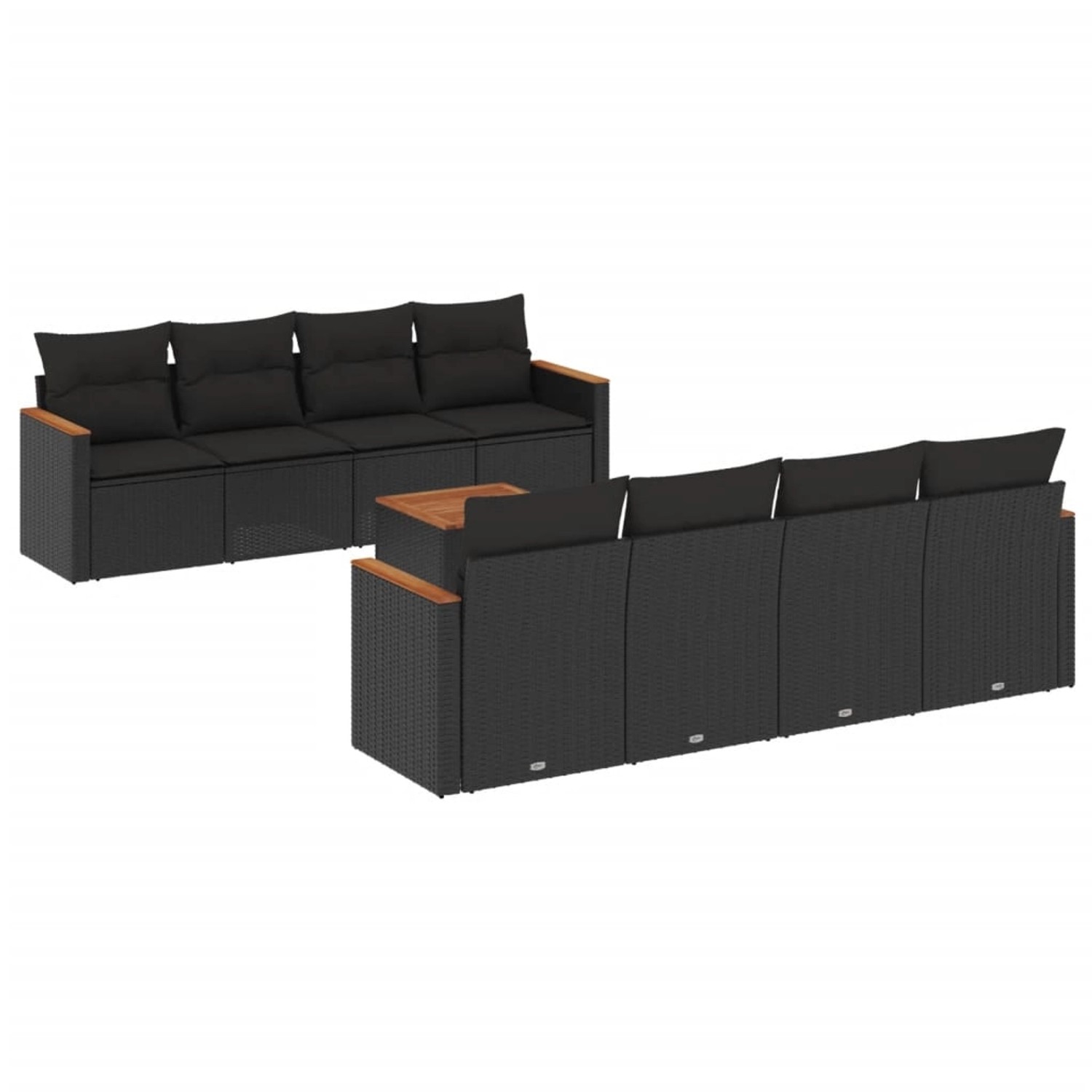 vidaXL 9-Tlg Garten-Sofagarnitur mit Kissen Schwarz Poly Rattan 3225817 günstig online kaufen