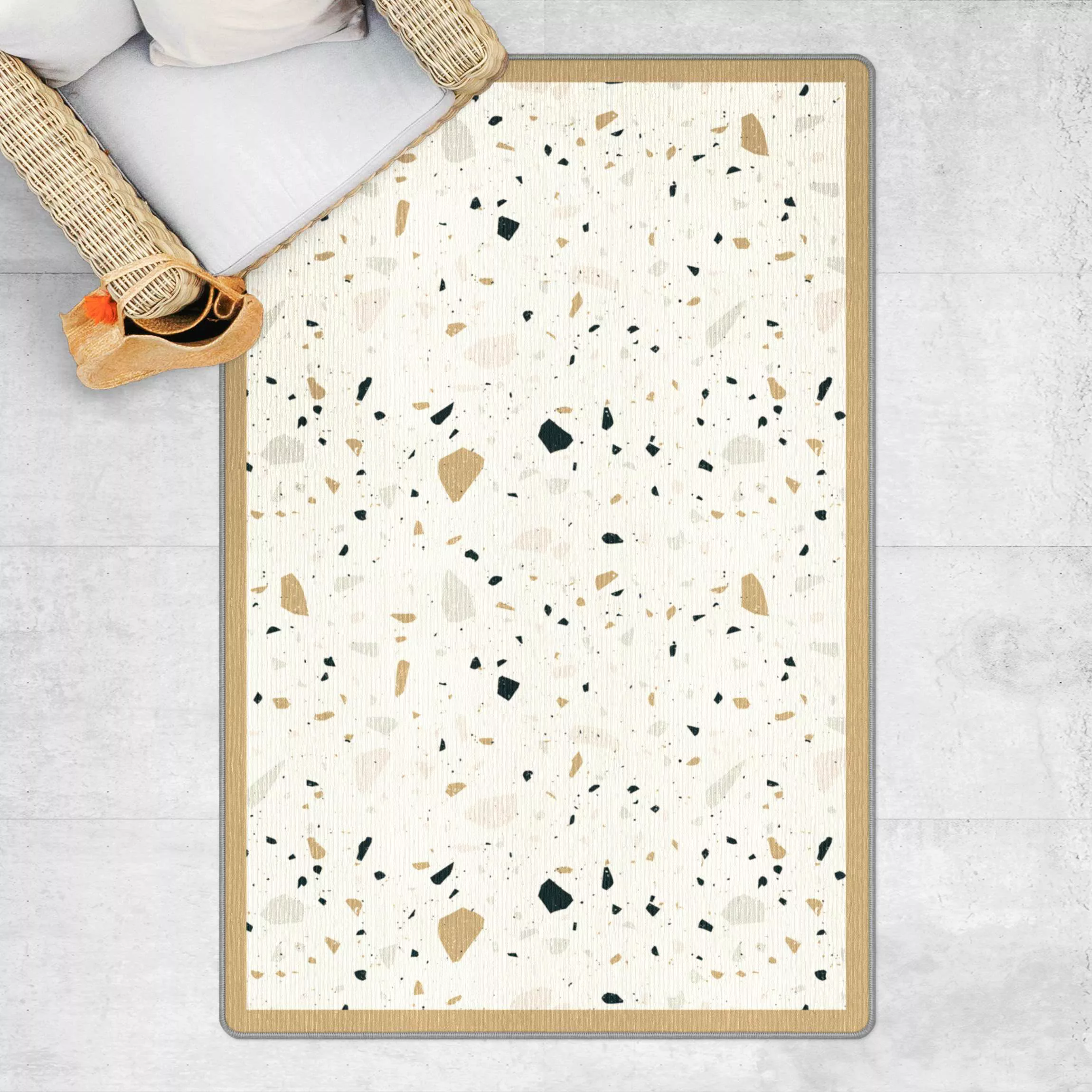 Teppich Detailliertes Terrazzo Muster San Remo mit Rahmen günstig online kaufen