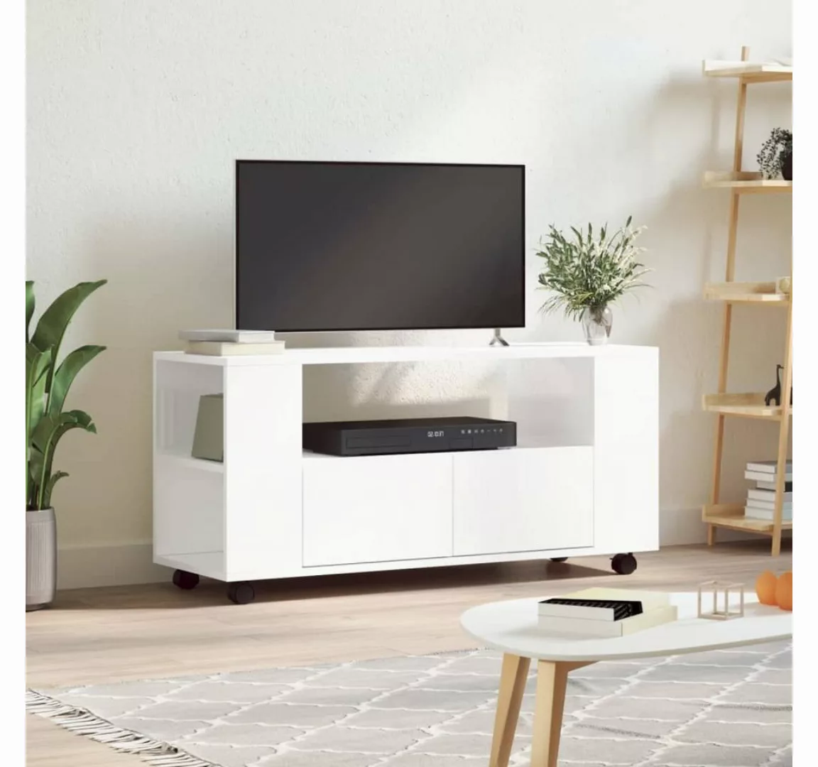 furnicato TV-Schrank Hochglanz-Weiß 102x34,5x43 cm Holzwerkstoff günstig online kaufen