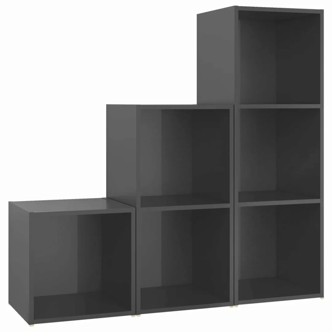 3-tlg. Tv-schrank-set Hochglanz-grau Spanplatte günstig online kaufen