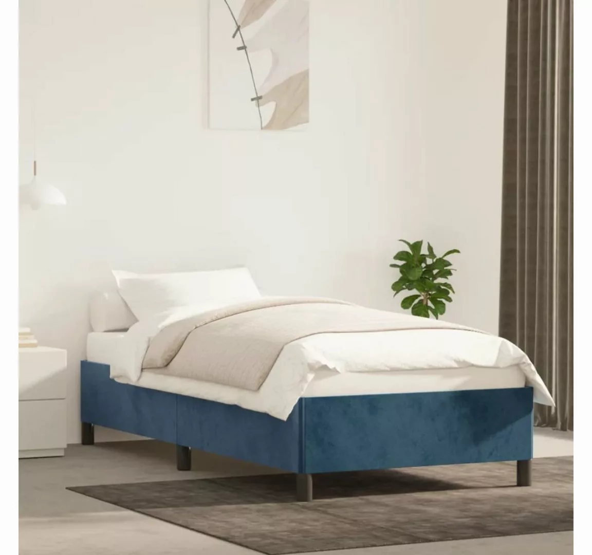 furnicato Bett Bettgestell Dunkelblau 100x200 cm Samt günstig online kaufen