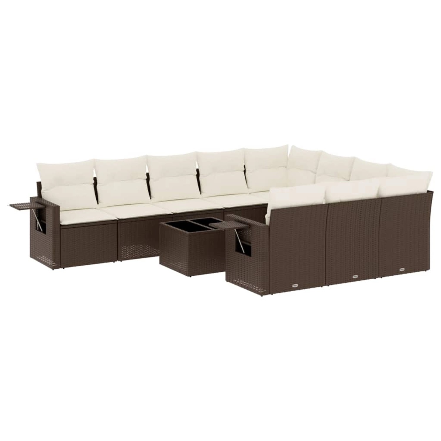 vidaXL 11-Tlg Garten-Sofagarnitur mit Kissen Braun Poly Rattan 3253040 günstig online kaufen