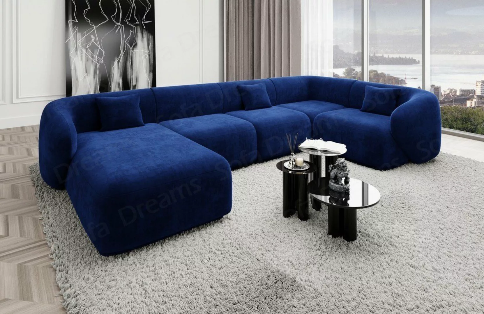 Sofa Dreams Wohnlandschaft Designer Stoff Sofa Marbella U Form Samtstoff St günstig online kaufen