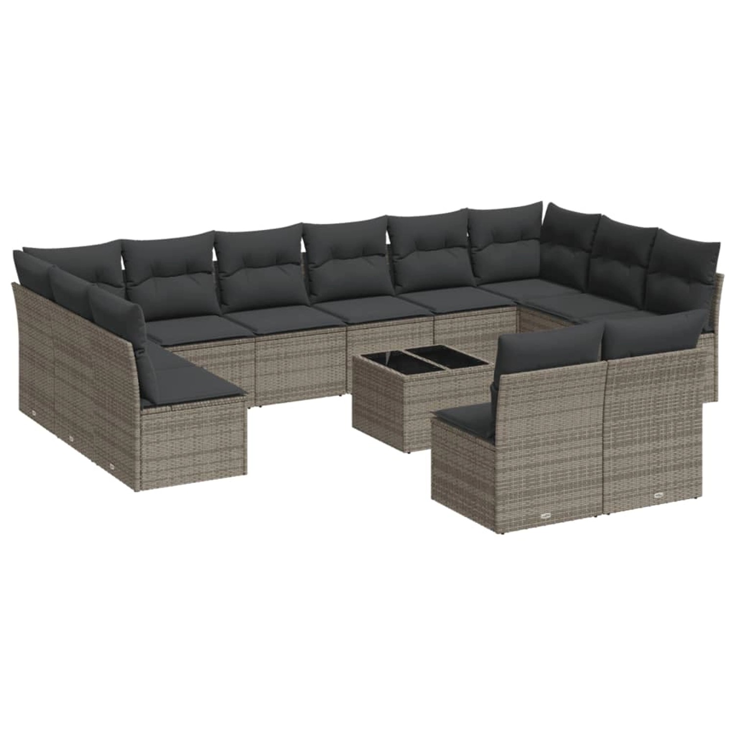 vidaXL 13-Tlg Garten-Sofagarnitur mit Kissen Grau Poly Rattan 3218380 günstig online kaufen