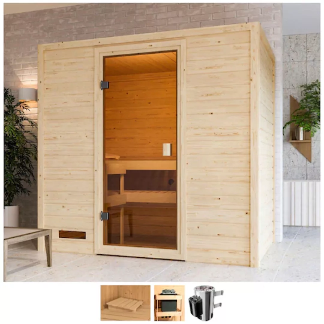 welltime Sauna »Sunie«, 3,6-kW-Plug & Play Ofen mit int. Steuerung günstig online kaufen