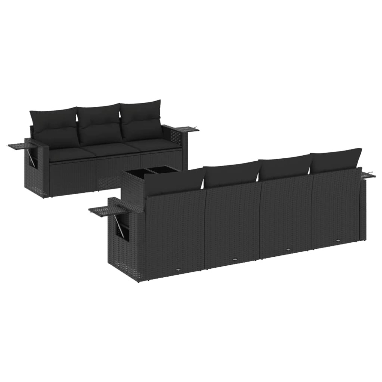 vidaXL 8-Tlg Garten-Sofagarnitur mit Kissen Schwarz Poly Rattan 3219924 günstig online kaufen