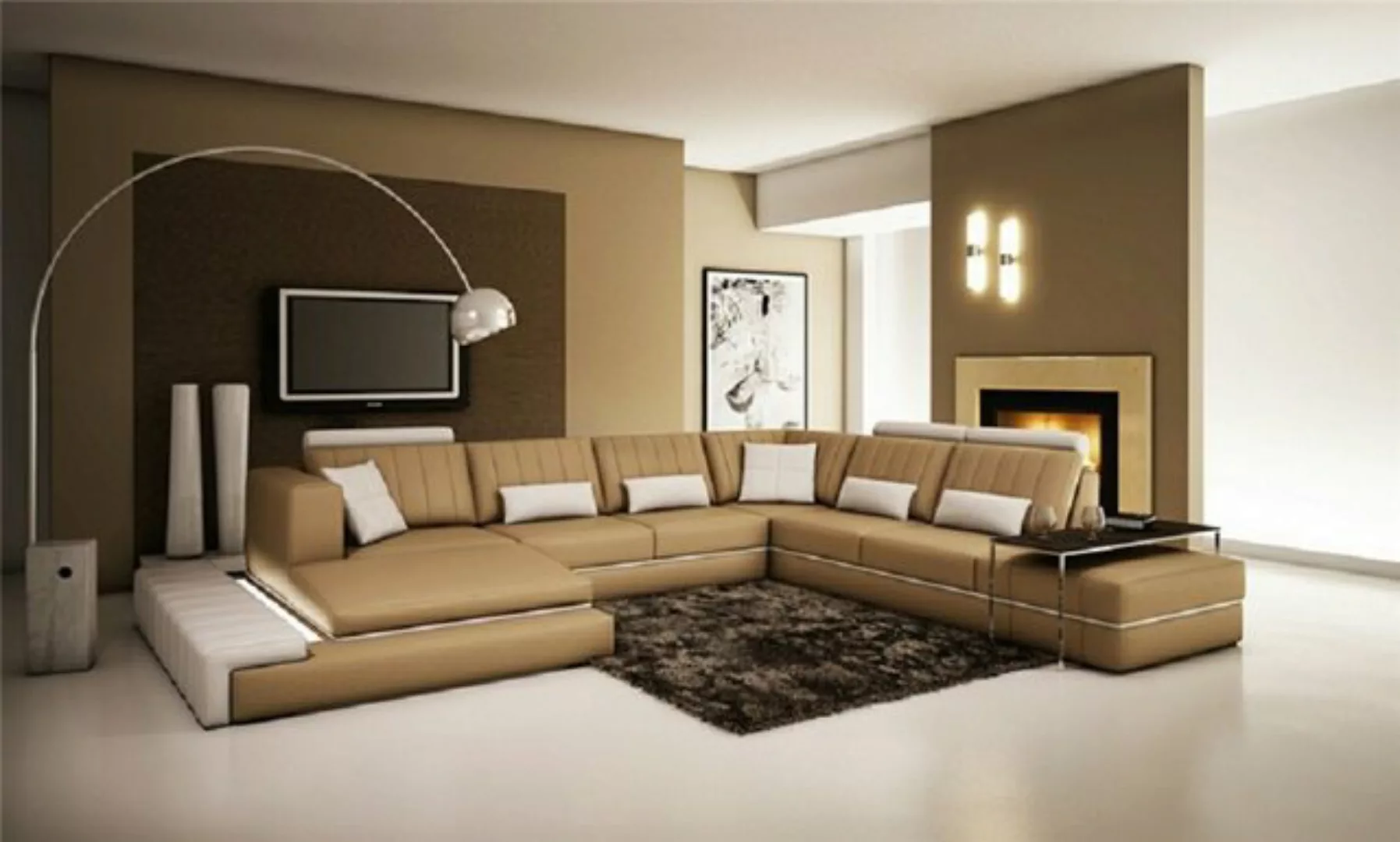 JVmoebel Ecksofa, Leder Modern Couch Wohnlandschaft Ledersofa Leder Sofa U- günstig online kaufen