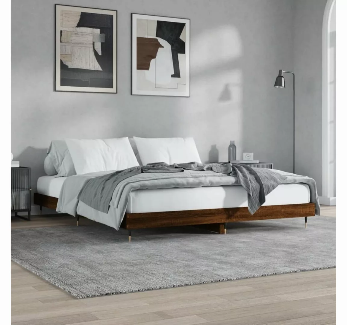 furnicato Bett Bettgestell Braun Eichen-Optik 140x200 cm Holzwerkstoff günstig online kaufen