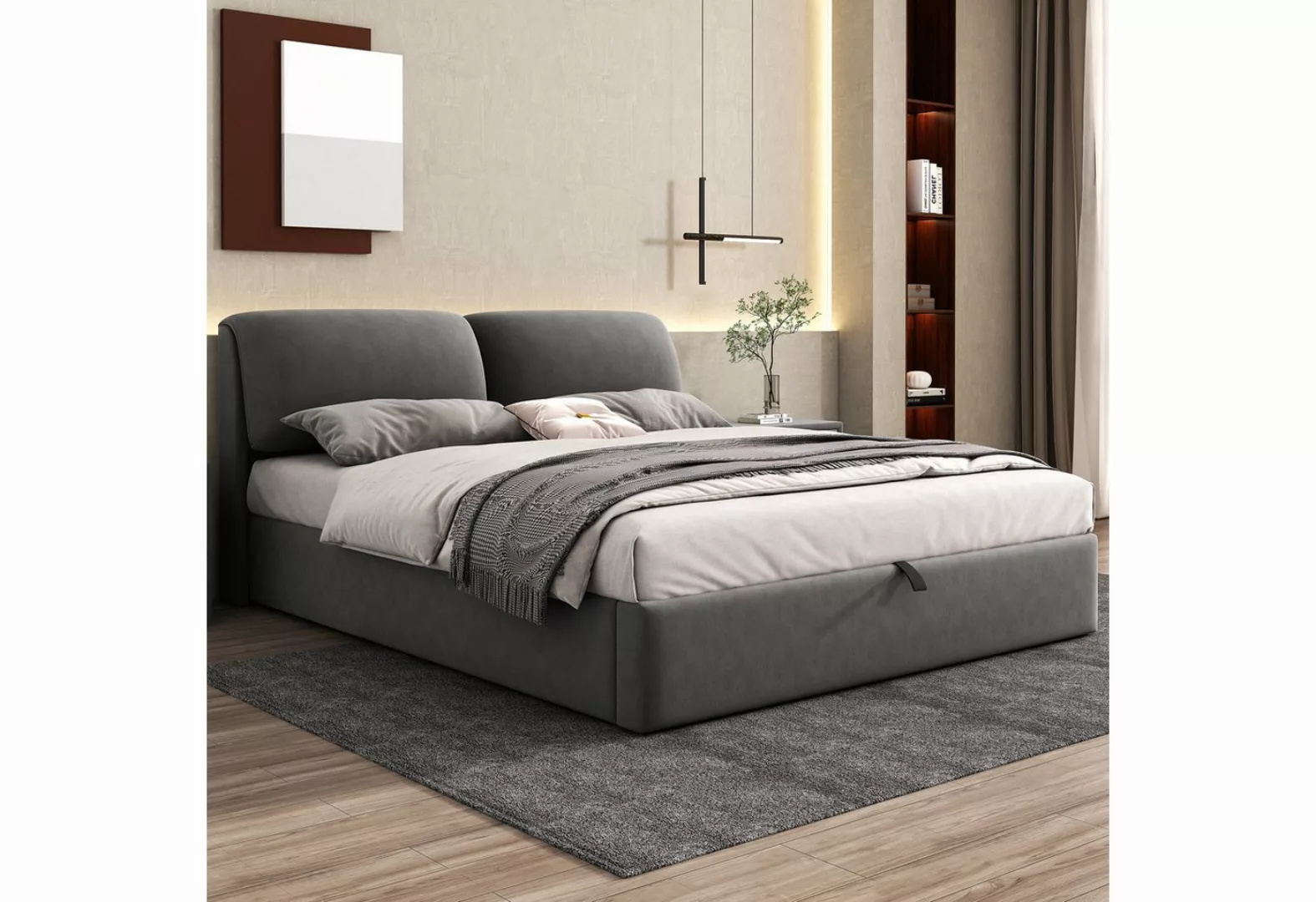 REDOM Polsterbett Hydraulisches Bett (180*200cm), mit 3 Schubladen,Bettkast günstig online kaufen