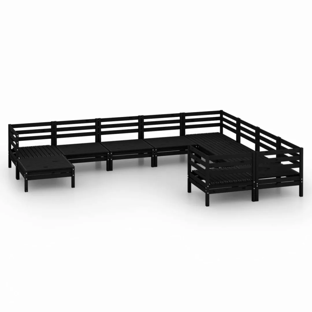 10-tlg. Garten-lounge-set Schwarz Massivholz Kiefer günstig online kaufen