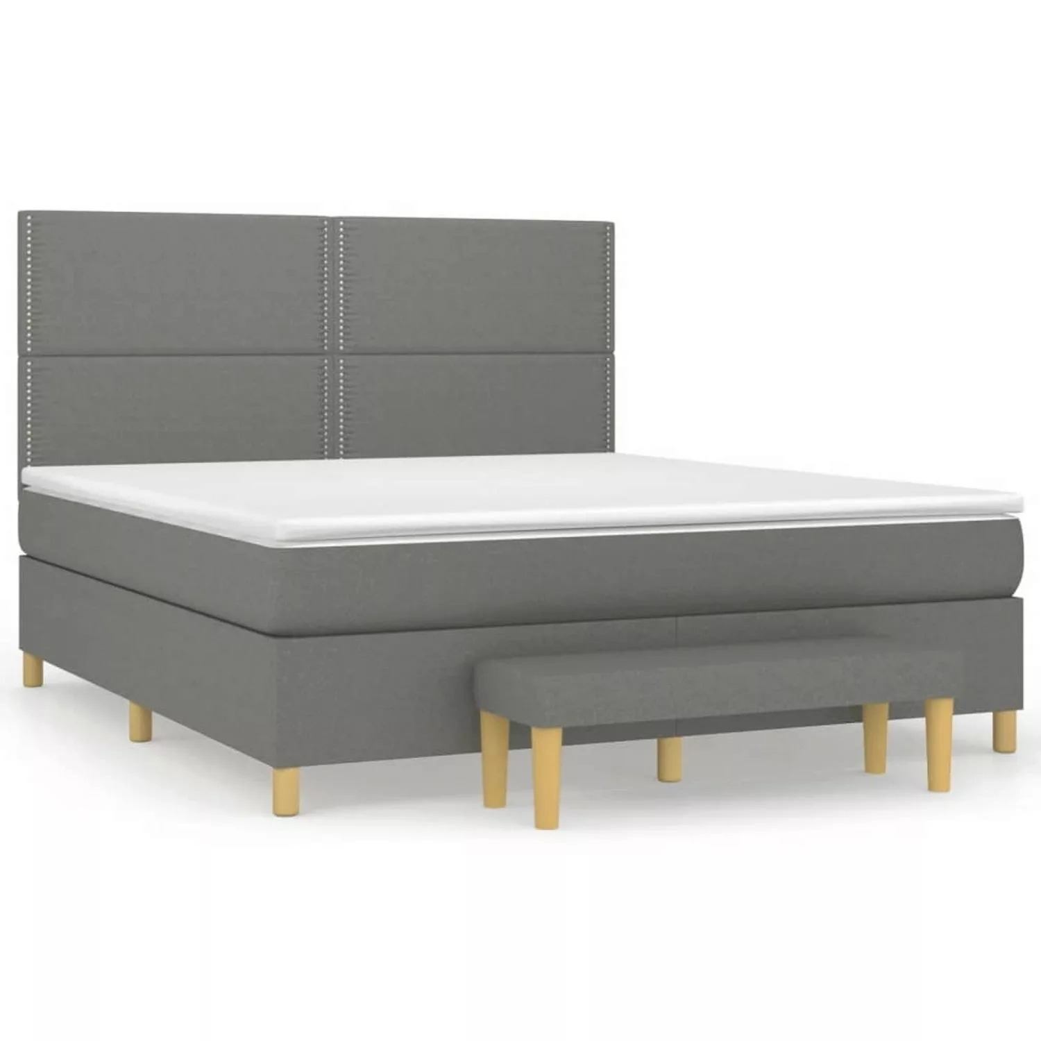 vidaXL Boxspringbett Boxspringbett mit Matratze Dunkelgrau 160x200 cm Stoff günstig online kaufen