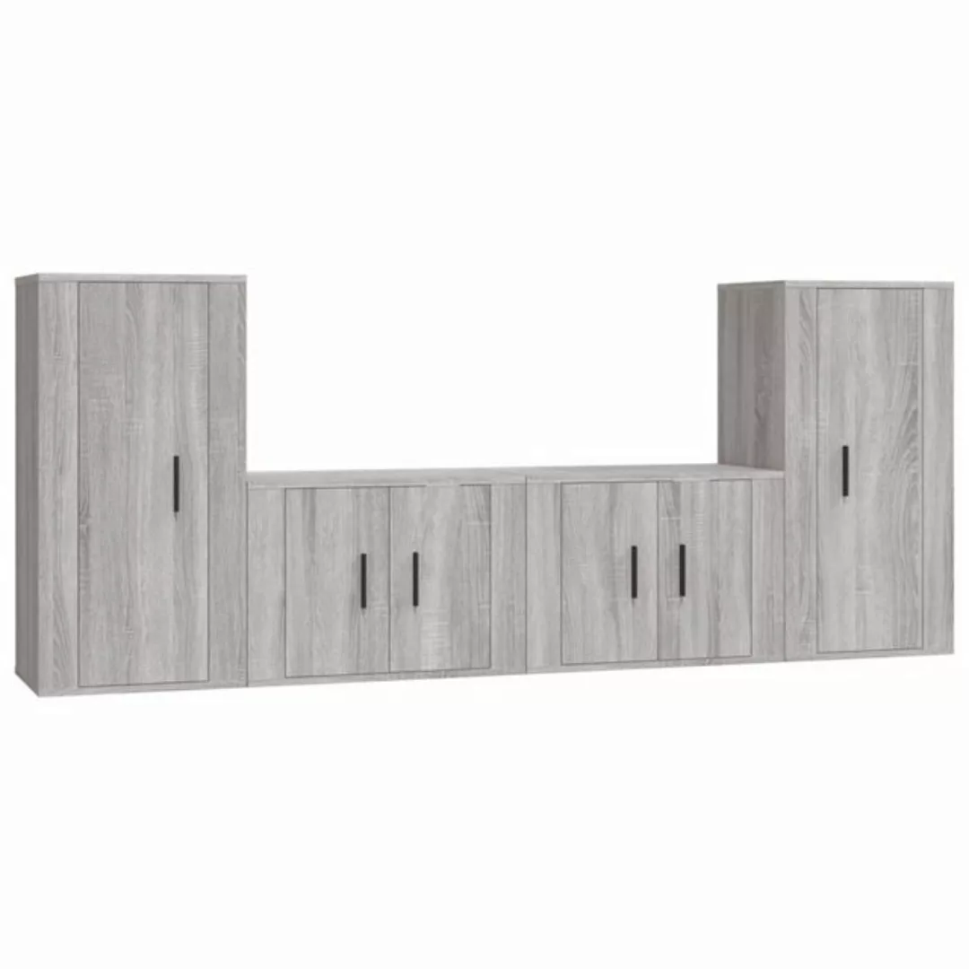 Vidaxl 4-tlg. Tv-schrank-set Grau Sonoma Holzwerkstoff günstig online kaufen