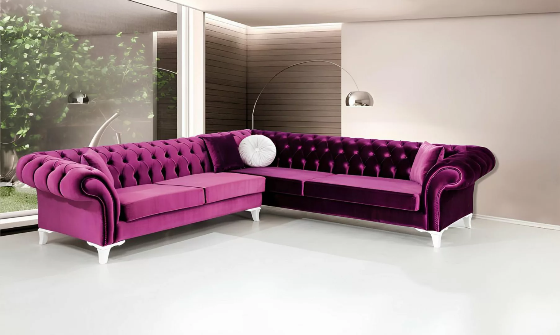 Xlmoebel Ecksofa Sofa in Rosa mit Lederoptik für Eckbereich und Polsterung günstig online kaufen