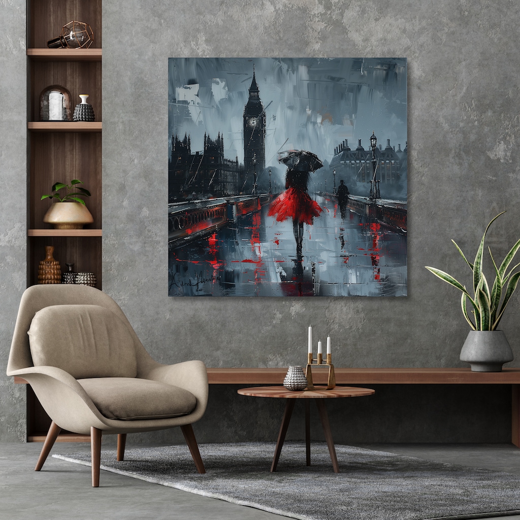 queence Leinwandbild "London bei Regen", Architektonische Elemente-Bilder v günstig online kaufen