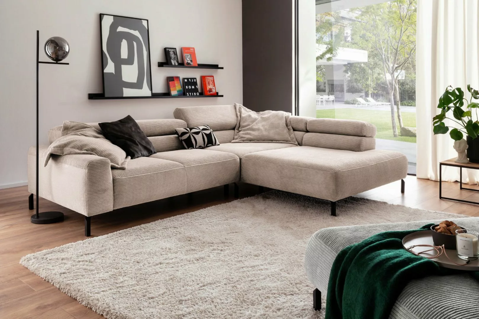 KAWOLA Ecksofa DELIA, Sofa Cord, mit od. ohne Sitzvorzug, versch. Farben günstig online kaufen