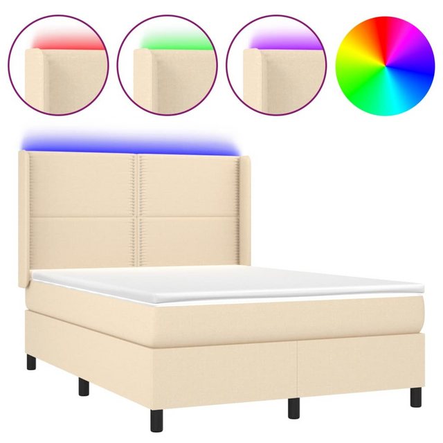 vidaXL Boxspringbett Boxspringbett mit Matratze und LED Stoff (140 x 190 cm günstig online kaufen