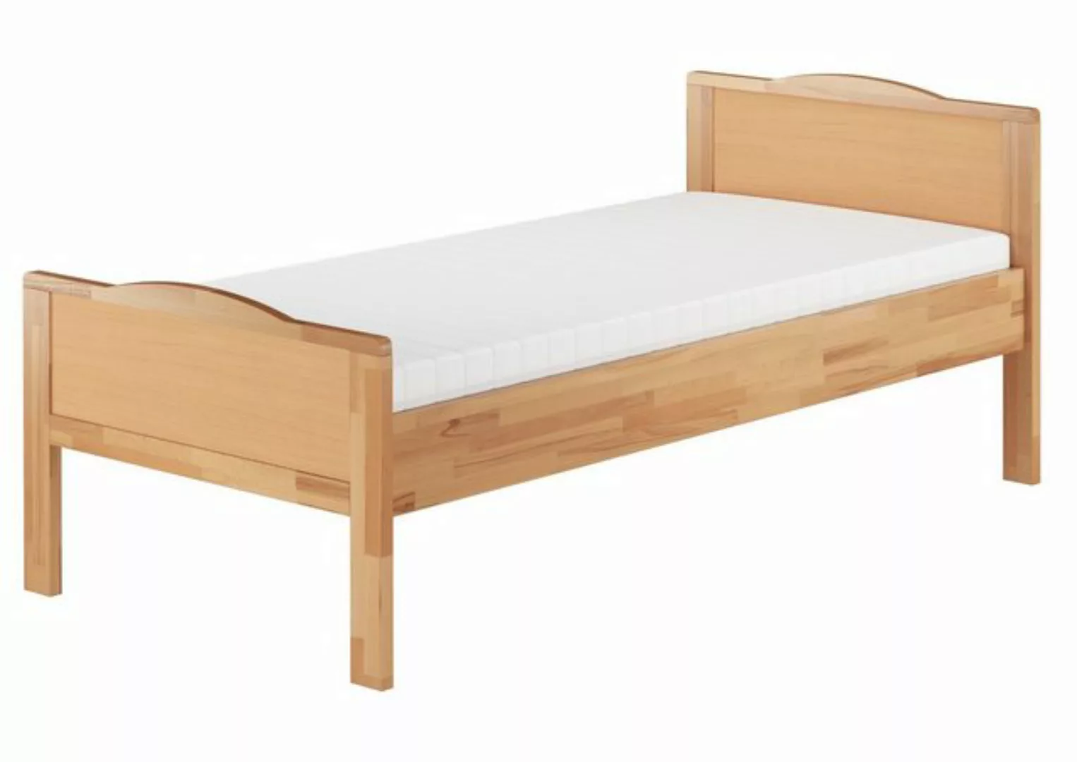 ERST-HOLZ Bett Komplettset Einzelbett Buche 100x200 mit Federleisten und Ma günstig online kaufen